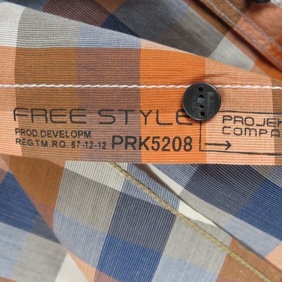 PROJEK* Men's Short‎ Sleeve Button Down Curved Hem Chest Pocket Shirt~ Size XL - Picture 8 of 14